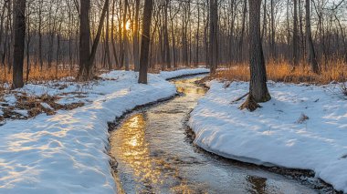 Ağaçlar ve karla kaplı güzel kış manzarası