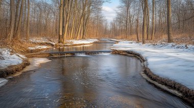 Ormandaki donmuş akışı
