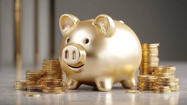 piggy bank on table against blurred background