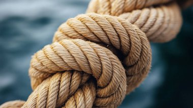 rope on the background of the yacht