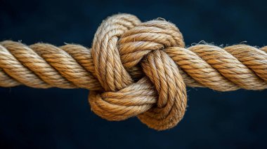 a closeup shot of rope tied with knot on a wooden surface