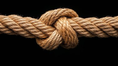 knot of rope on black background