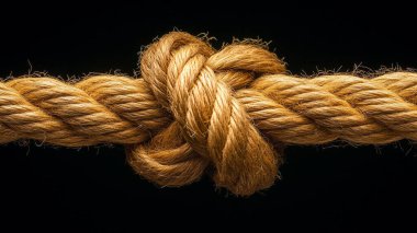 close up shot of rope on black background.