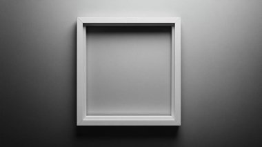 empty white frame on dark wall.