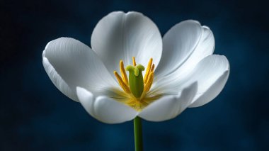 Siyah arka planda izole edilmiş beyaz bir çiçeğin yakın plan çekimi.