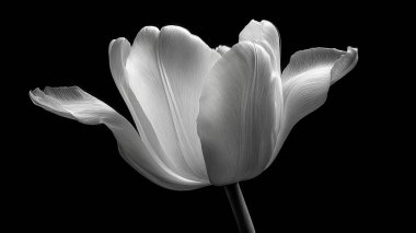 izole siyah arka plan üzerine Beyaz Lale