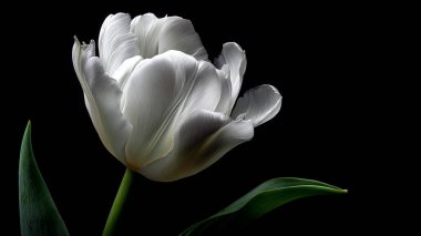 Siyah arkaplanda beyaz çiçek lalesi