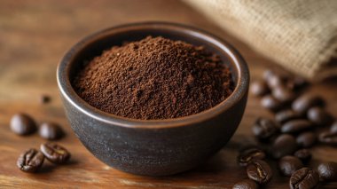 Kahve çekirdekleri beyaz bardakta.