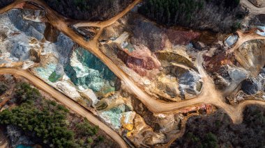 Bir açık çukur madenciliğinin havadan görünüşü