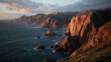 Denizin üzerinde güzel bir gün batımı, doğa arka planı