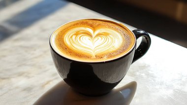 Tahta arka planda bir fincan kahve..