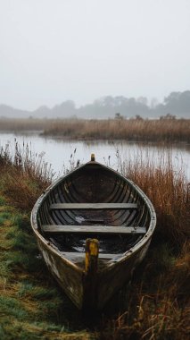 Kumsaldaki eski ahşap tekne.