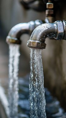 Banyodaki musluktan akan su..