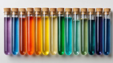 Laboratuvarda renkli test tüpleri