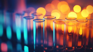 Karanlık bir arka planda test tüpleri. bilimsel kavram