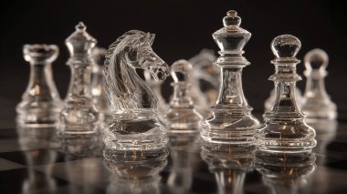 Siyah arkaplanda satranç taşları.