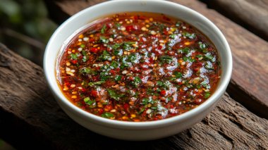 Acı biberli thai kırmızı baharatlı sos, acı biber, kırmızı biber ve sarımsak..