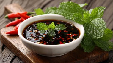 Taze siyah sos kasede ve baharatlarda