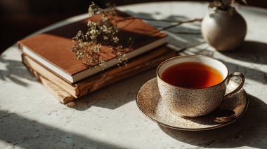 Bir fincan çay ve kitapla sakin bir hayat.