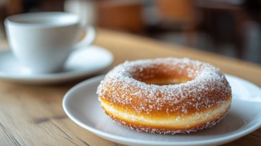 Donut ve bir fincan kahve.