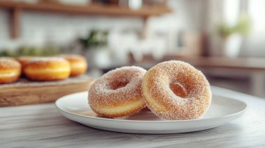 Lezzetli çörekler tabakta. Kapat.