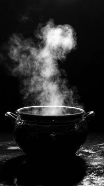 Siyah bir arka plan üzerinde buhar