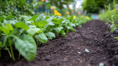 Bahçede sebze yetiştiriyorum..