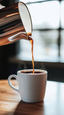 Kahveyi bardaktan dolduruyorum.