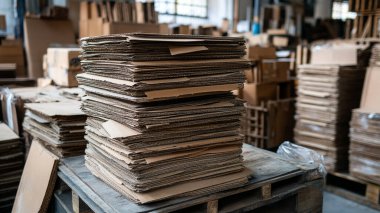 Karton kutular yığını.