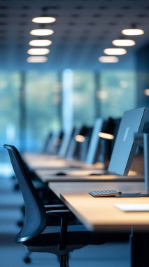 modern laptop in modern office. 3 d rendering