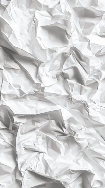 Buruşmuş kağıt dokusu, beyaz arkaplan.