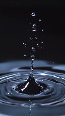 splash of water falling on black background
