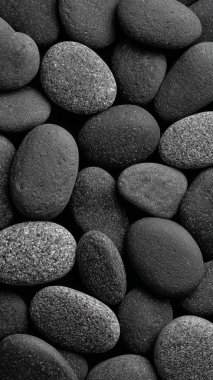 Sahilde siyah taşlar