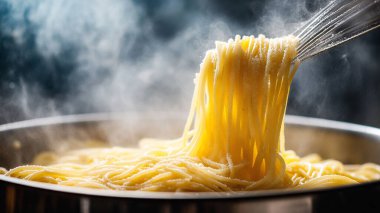 italian pasta with cheese on a dark background.