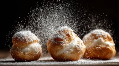 Ahşap bir masada yeni pişmiş kruvasanlar..