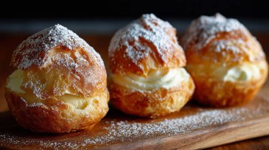 Şekerli ve reçelli taze kruvasan.