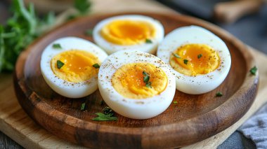 Yumurtalar tabakta kaynatıldı.