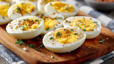 Tereyağlı, tuzlu ve biberli ev yapımı yumurta.