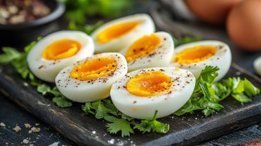 Haşlanmış yumurta ve sebze