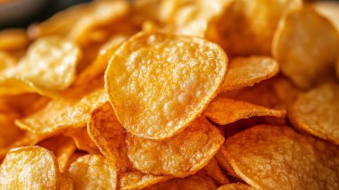 Tahta masada lezzetli patates cipsi.