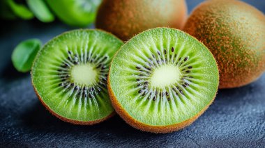 kivi meyvesi siyah arkaplanda