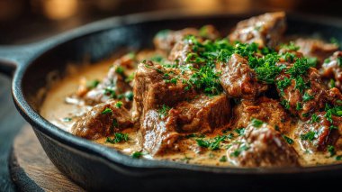 Tabakta et olan Türk bifteği kebabı. Türk yemeği..