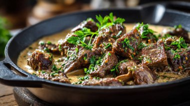 Ev yapımı soğan ve otlu ciğer.