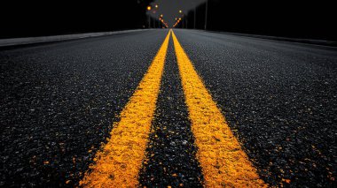 Asfalt yolundaki ışık, arkaplan, gece