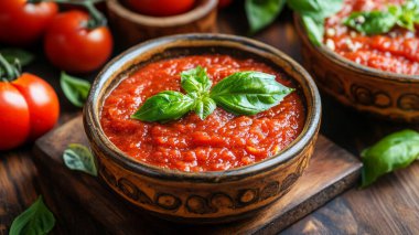 Bir kase domates ezmesi.