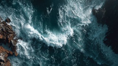 Dalgalar denize çarpıyor