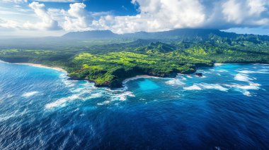 Güzel kıyı şeridi ve okyanus manzarası