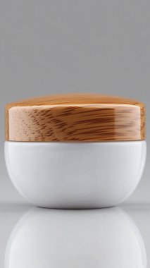 Beyaz arka planda izole edilmiş yuvarlak ahşap kase. 3d oluşturma.