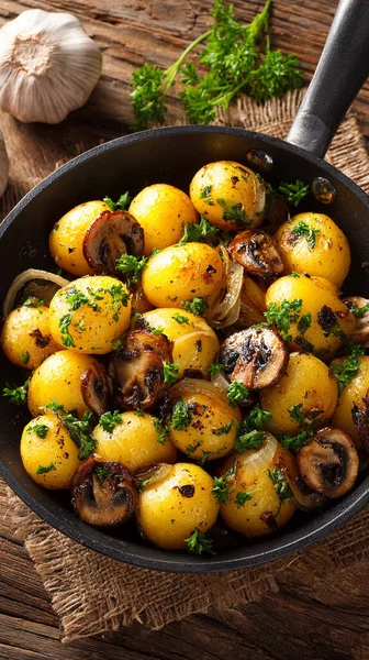 Tavada otlu kızarmış patates..