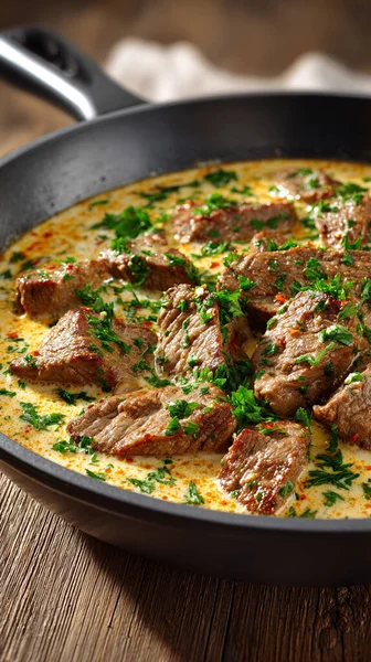 Gri masada lezzetli kızarmış tavuk ve sebzeli tava.